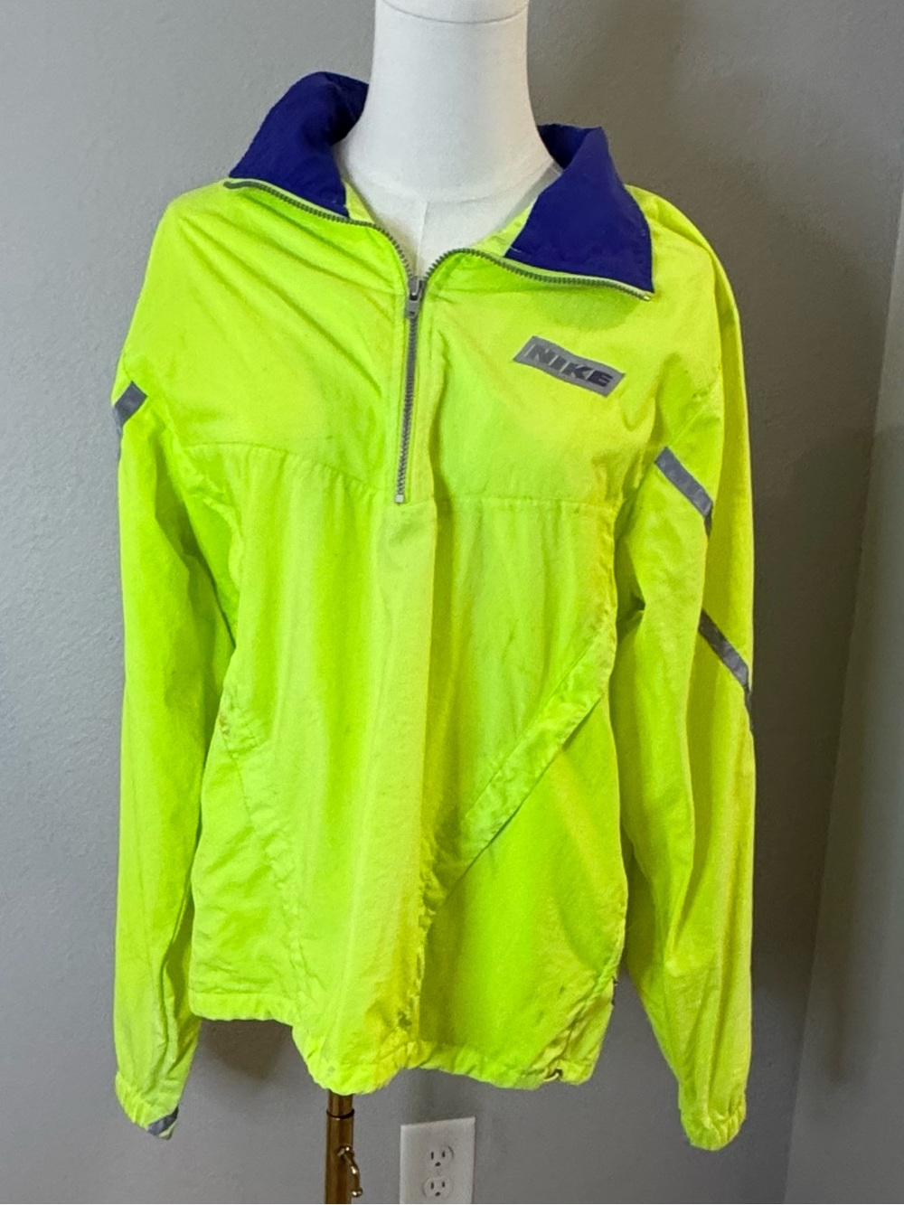 Nike Neon Yellow and Purple Kids' Half-Zip Rain Jacket